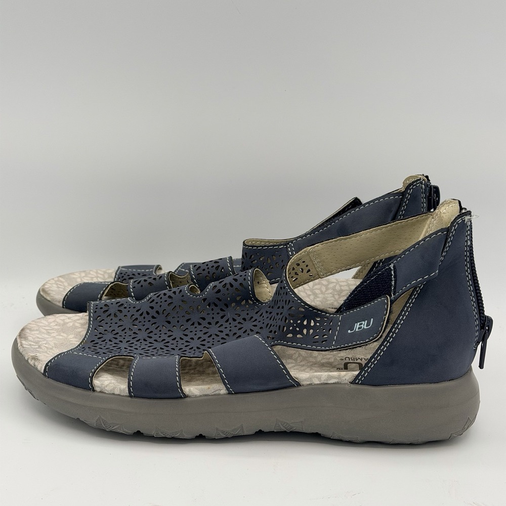 JBU by Jambu Sandals Womens 7 M Torry Vegan Flats Slingback Blue Hook & Loop